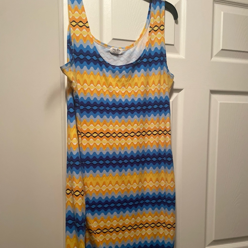 Blue and yellow maxi dress